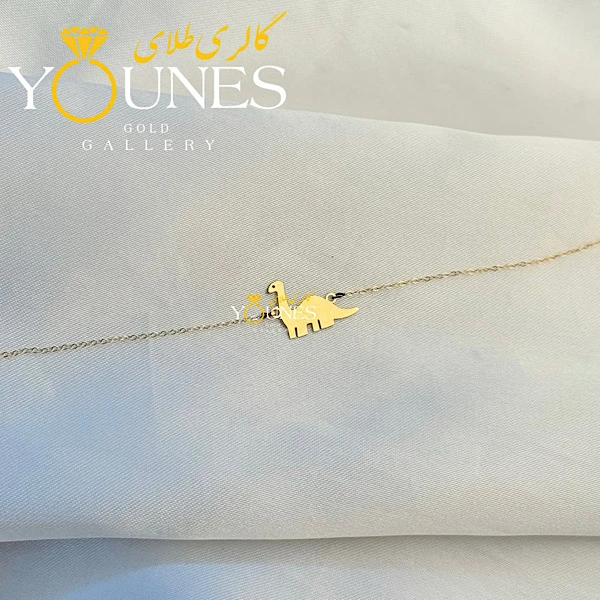 تصویر دوم دستبند تمام طلا دایناسور مینیاتوری